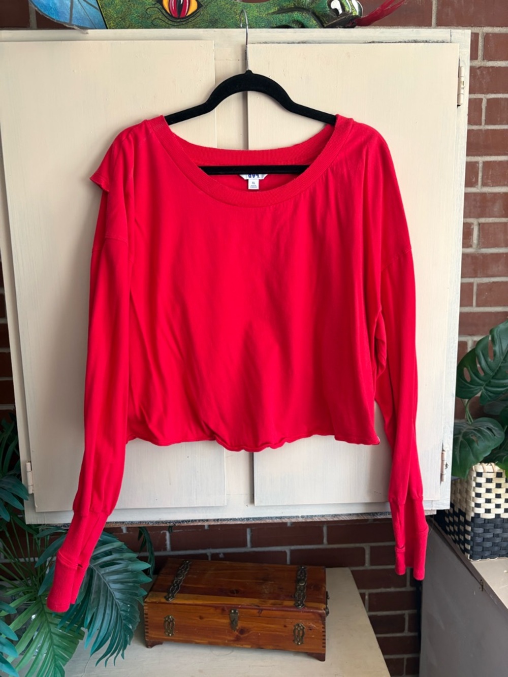 JoyLab Bright Red Cropped Long-Sleeve Sweatshirt